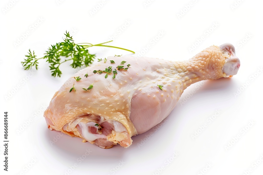 Raw chicken leg or drumstick isolated on white background with full depth of field Raw chicken leg or drumstick isolated on white background with full depth of field