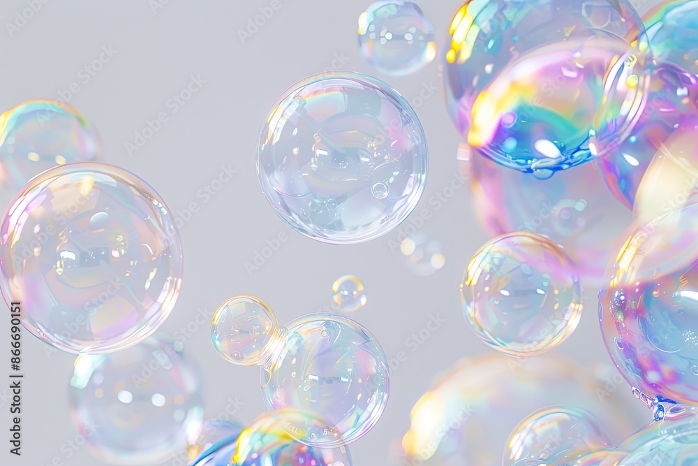 White background with soap bubbles. White background with soap bubbles.