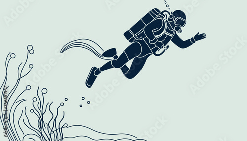 Modern Flat Style Vector Illustration of Scuba Diver