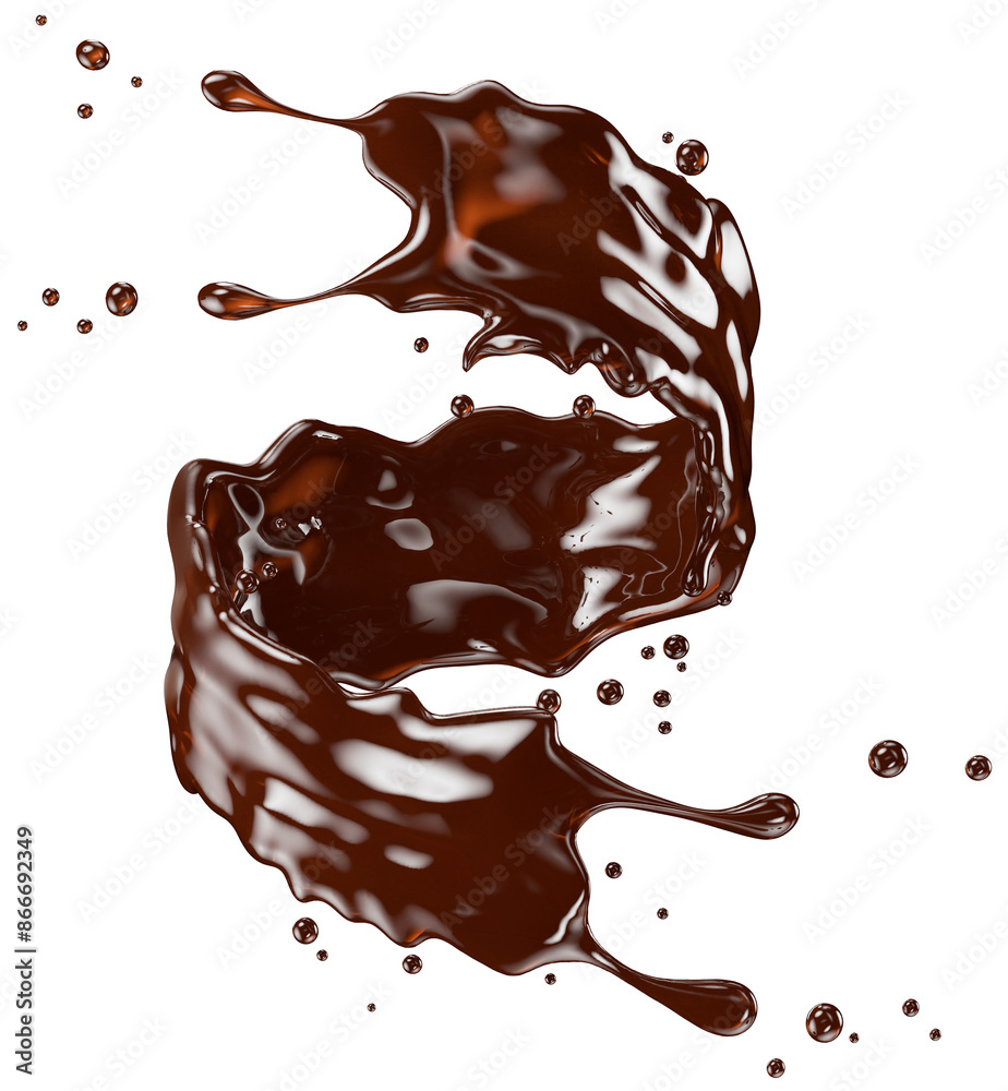 chocolate splash isolated on a white background. Clipping path. 3d render chocolate splash isolated on a white background. Clipping path. 3d render