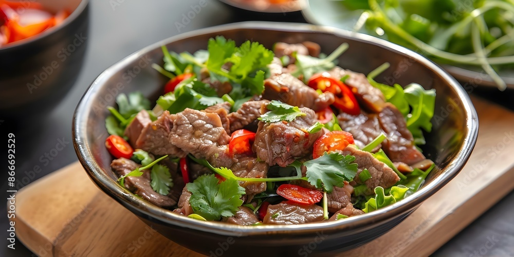 Vietnamese Bo Luc Lac Shaking Beef a flavorful culinary delight. Concept Vietnamese cuisine, Bo Luc Lac recipe, Shaking Beef, Flavorful dish, Culinary delight Vietnamese Bo Luc Lac Shaking Beef a flavorful culinary delight. Concept Vietnamese cuisine, Bo Luc Lac recipe, Shaking Beef, Flavorful dish, Culinary delight