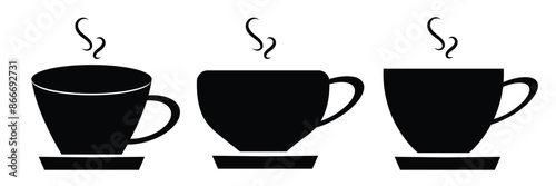  Cup of coffee. Coffee cup icon. Coffee icon isolated on white background. Vector Illustration.