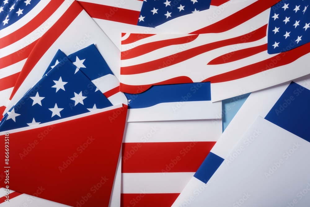 Red white and blue email icon, Patriotic colors in digital communication symbol. Red white and blue email icon, Patriotic colors in digital communication symbol.