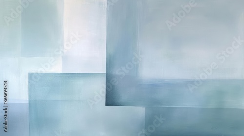 Abstract geometric background with pastel blue squares and rectangles, creating a soft and calming visual effect.