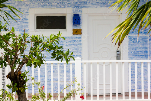 balcony with flowers photo