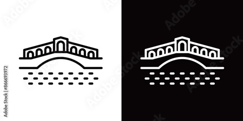 シンプルなベニスの橋のラインアイコン
