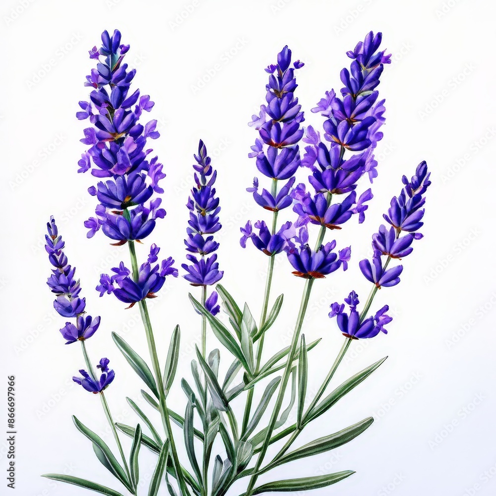 Naklejka premium A lavender isolated on white background.