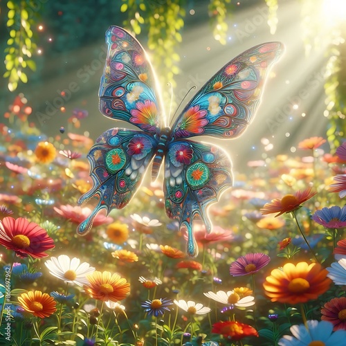 3D Floral Butterfly Image