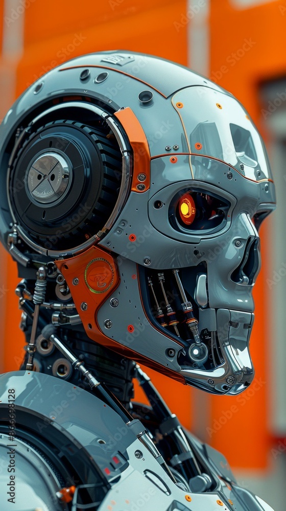 Fototapeta premium Robotic Humanoid, Advanced AI Head