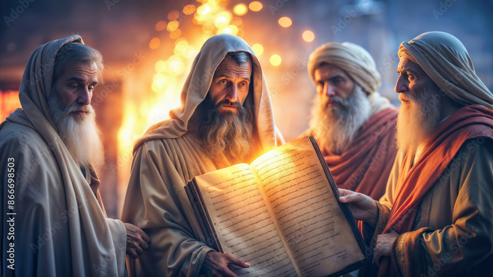 Fototapeta premium The priest Hilkiah finds the Book of the Law in the Temple of Jerusalem