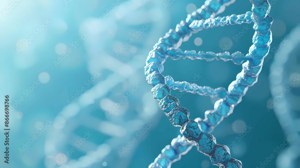 3D render of a double helix DNA structure against a blue background, Generative AI illustrations. 3D render of a double helix DNA structure against a blue background, Generative AI illustrations.