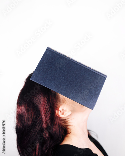 Female portrait. Curly hair. White background. Emotions