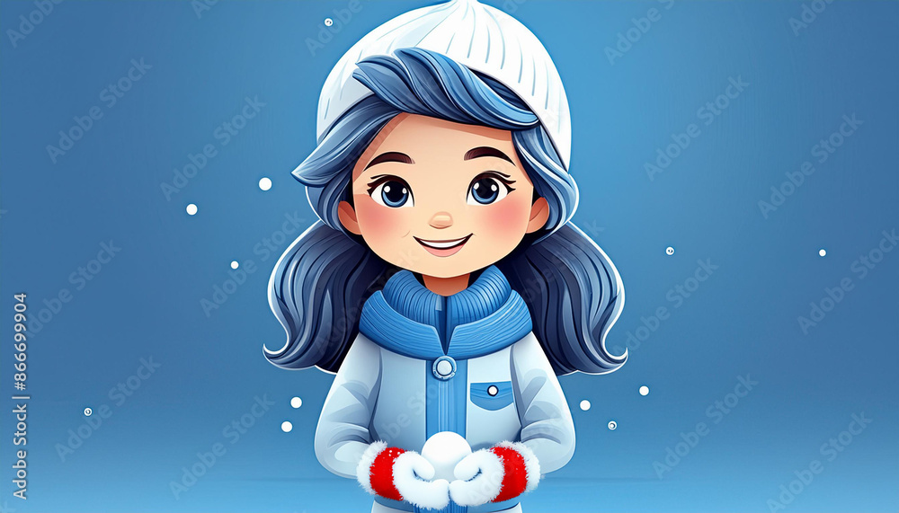 Child in coat with snowball Child in coat with snowball