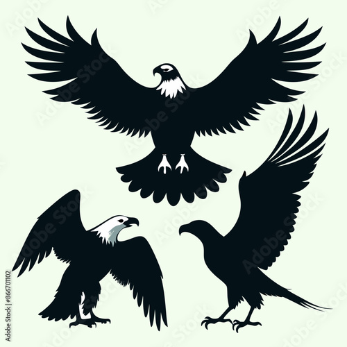 design-four-distinct-vector-bald-eagle-silhouettes 