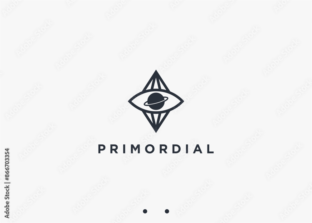 Fototapeta premium eye with planet logo design vector silhouette illustration