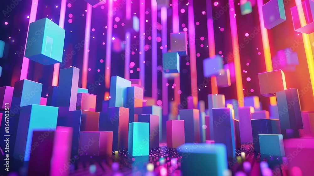 Obraz premium A create a design featuring 3D pixel art, combining 3D designs with simple geometric shapes​, Generative AI illustrations. 