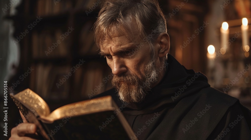 Religious figure reading holy book. Concept Spiritual Content, Holy Scriptures, Religious Figure, Reverence, Faith Reading Religious figure reading holy book. Concept Spiritual Content, Holy Scriptures, Religious Figure, Reverence, Faith Reading