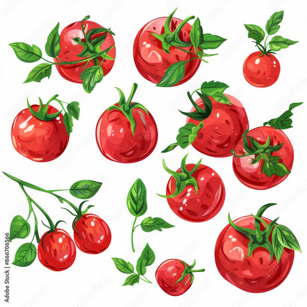 Whole and sliced ripe tomatoes isolated on a white background Whole and sliced ripe tomatoes isolated on a white background