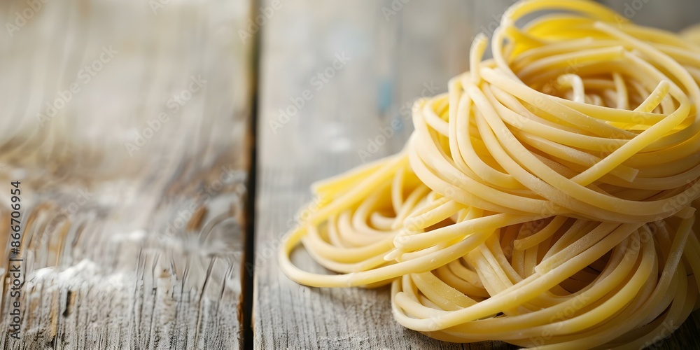 Closeup of traditional Italian pasta on rustic wooden background for food photography. Concept Italian Cuisine, Food Styling, Rustic Background, Closeup Shots, Food Photography