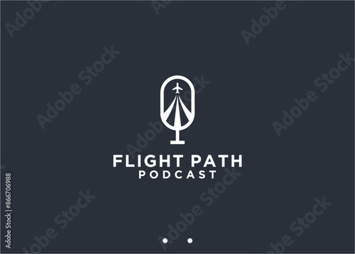 airplane podcast logo design vector silhouette illustration