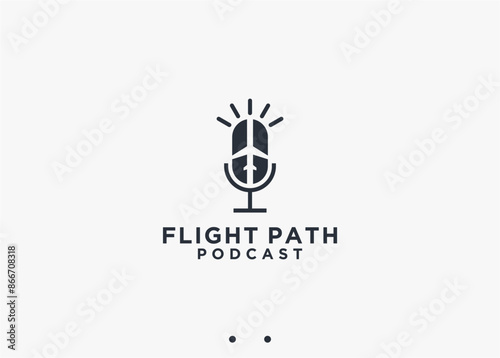 airplane podcast logo design vector silhouette illustration
