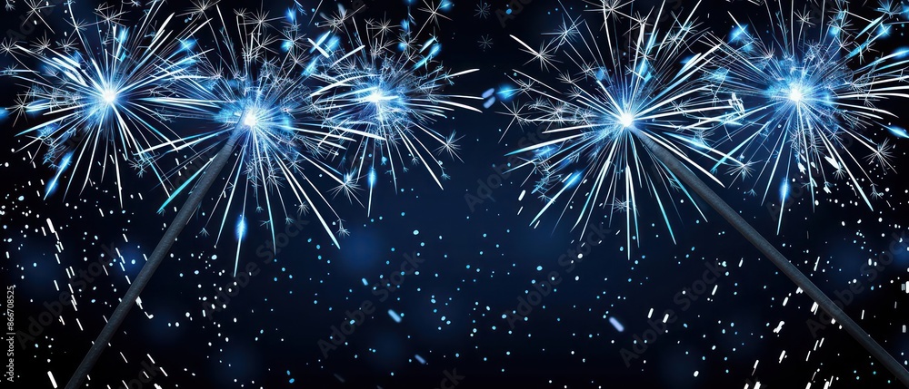 Naklejka premium A conceptual illustration of sparklers lighting up the night, ideal for a festive banner with space for copy