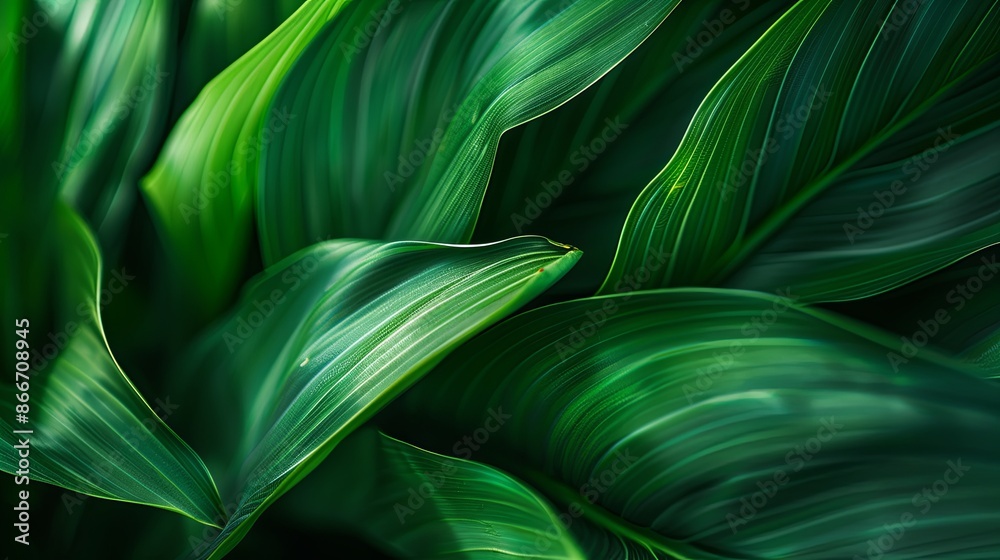 Green tropical plant close-up Green tropical plant close-up