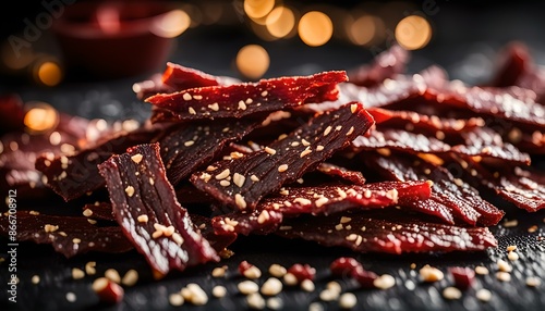 Dried Peppered Beef Jerky Cut in Strips 