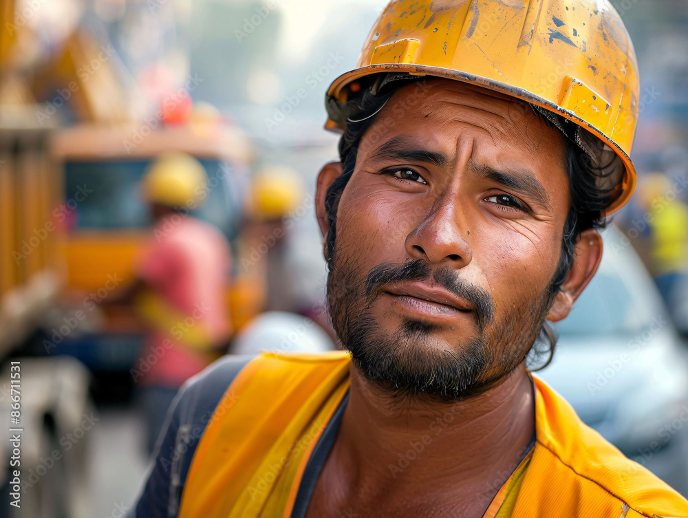 Portrait of a Construction Worker in Yellow Helmet Portrait of a Construction Worker in Yellow Helmet