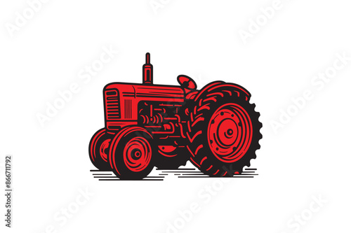 Vintage tractor vector silhouette