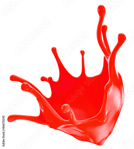 red juice splash isolated on white background. Clipping path. 3d render