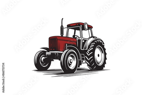 Vintage tractor vector silhouette