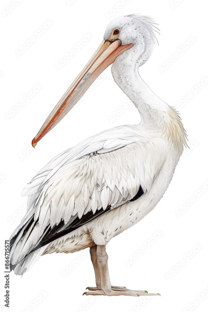 Obraz premium A large white bird with a distinctive long beak, suitable for use in nature or wildlife photography projects