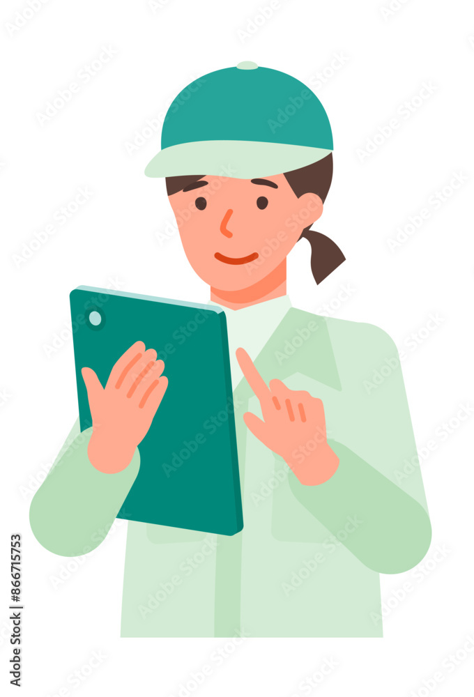 Working Woman. Concept for Problem Solving. Woman cartoon character. People face profiles avatars and icons. Close up image of tablet Woman. Working Woman. Concept for Problem Solving. Woman cartoon character. People face profiles avatars and icons. Close up image of tablet Woman.