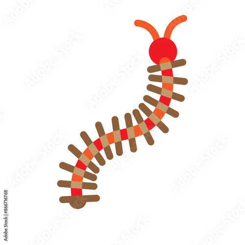 Centiipede Vector Flat Icon Design
