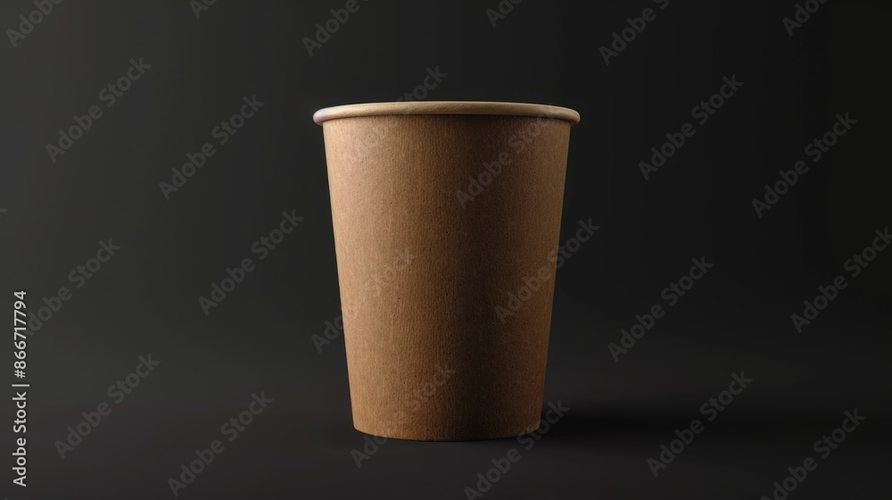 A single paper cup with a lid on a dark, uniform background A single paper cup with a lid on a dark, uniform background