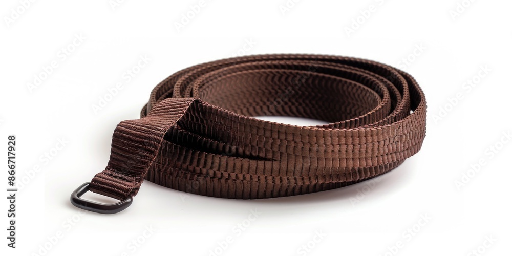 Close-up shot of a belt on a white surface, great for product photography or design inspiration Close-up shot of a belt on a white surface, great for product photography or design inspiration