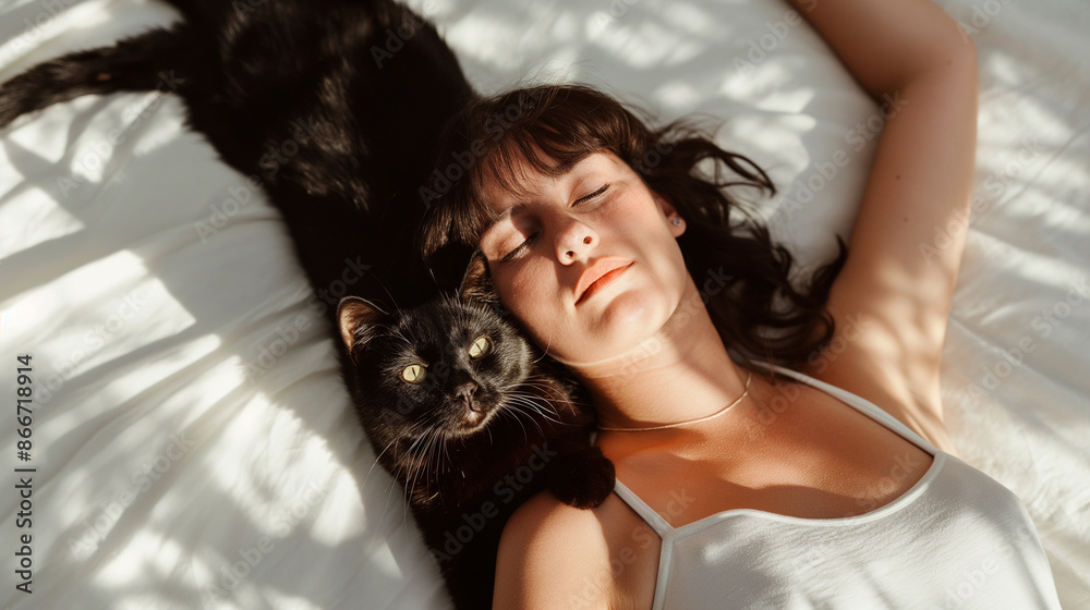 Naklejka premium Pet Playtime - Body-positive models playing with their pets, body positive, models, hd, playful with copy space