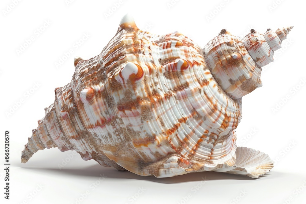 A detailed view of a shell on a white surface, ideal for use in scientific or educational contexts A detailed view of a shell on a white surface, ideal for use in scientific or educational contexts