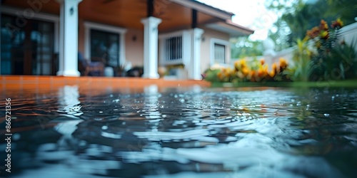 Dealing with Water Damage After a House Flood. Concept Assessing damage, Cleaning up water, Restoring belongings, Preventing mold growth, Calling professionals © Anastasiia