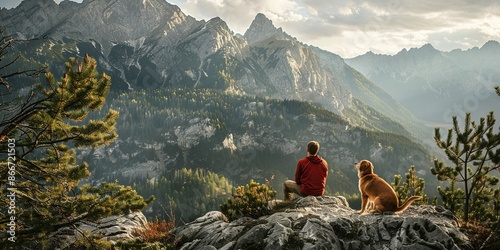 man walking his dog outdoors on a nature hiking trail