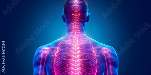 Dealing with Back Pain Understanding and Coping Strategies symmetrical photo centered professional photo copy space blurred background solid background. Concept Back Pain Relief, Coping Strategies © Ян Заболотний