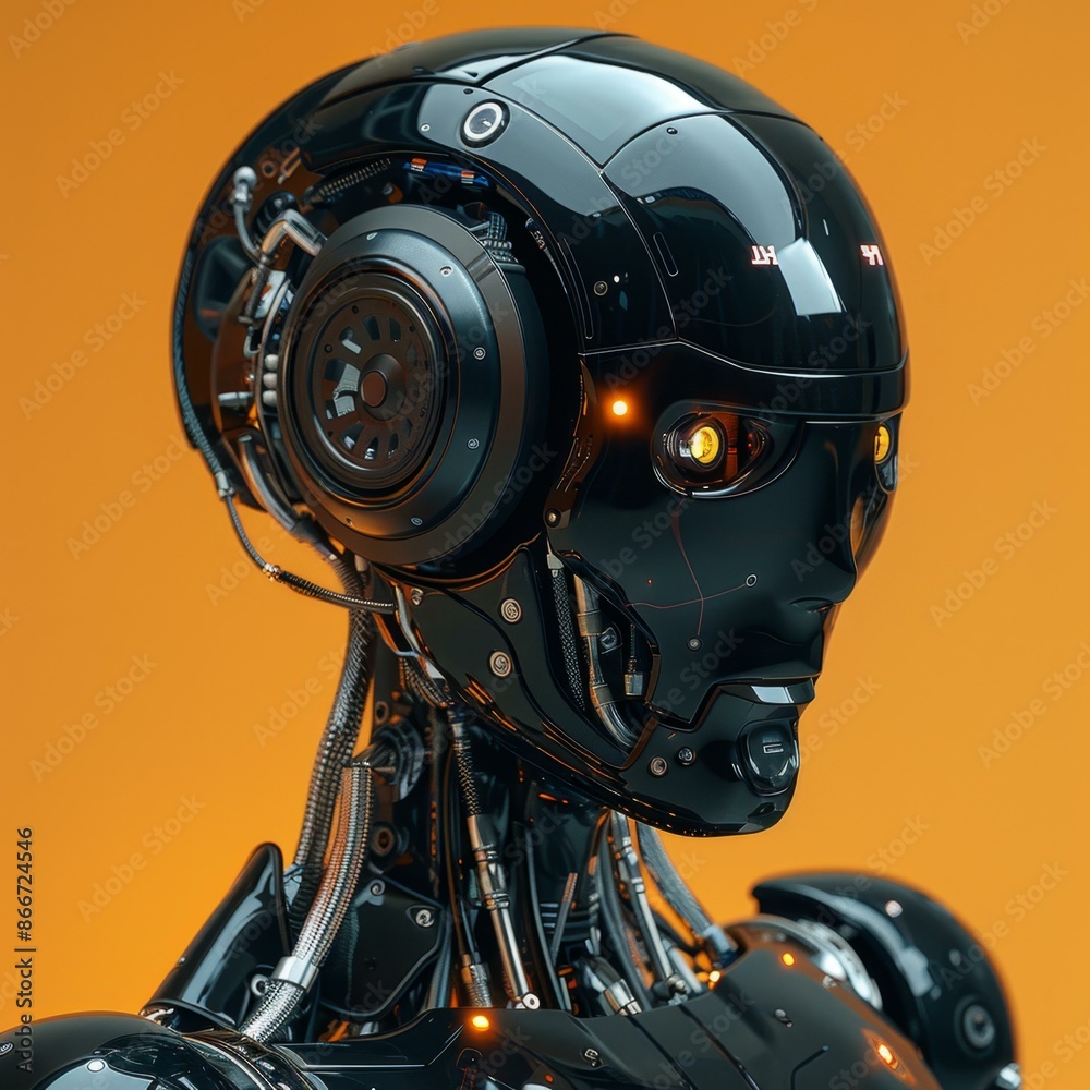 Fototapeta premium Robotic Head with Futuristic Design