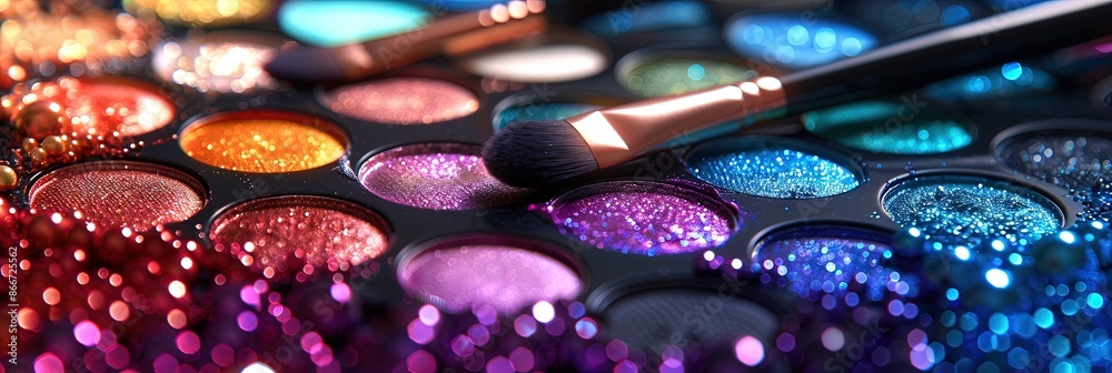 colorful spectrum of makeup brushes and eyeshadow colorful spectrum of makeup brushes and eyeshadow
