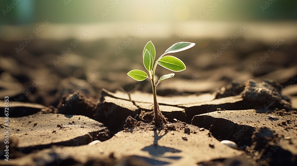 Young plant growing from cracked earth. Young plant growing from cracked earth.