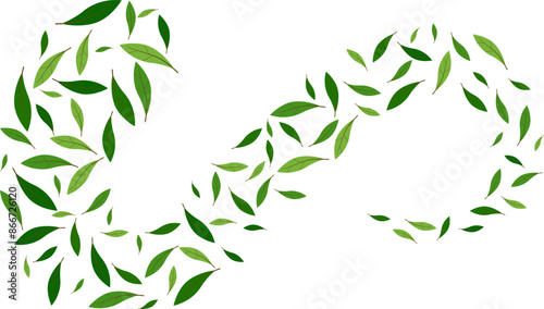 Nature floating green leaves flying decoration freshening greenery ecology illustration