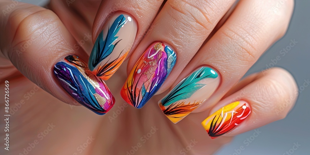 rainbow summer design nail art manicure rainbow summer design nail art manicure