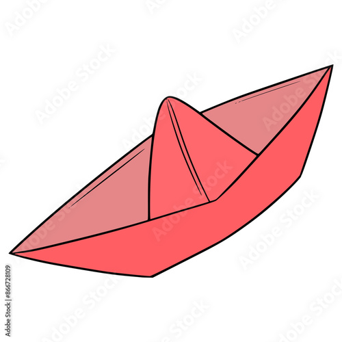 paper boat origami illustration hand drawn isolated vector	

