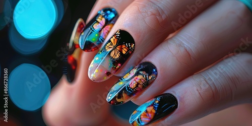 nail art of buterfly. 