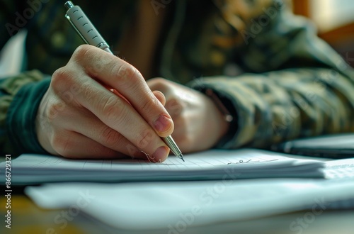 Woman Writing in Notebook at a Public Place